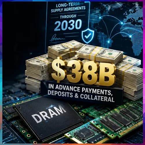 DRAM Suppliers Gain Massive Leverage With $38B Deposits, But Power May Fade by 2029
