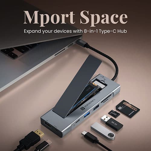 Portronics launches Mport Space, an 8-in-1 Type-C hub with built-In M.2 SSD expansion
